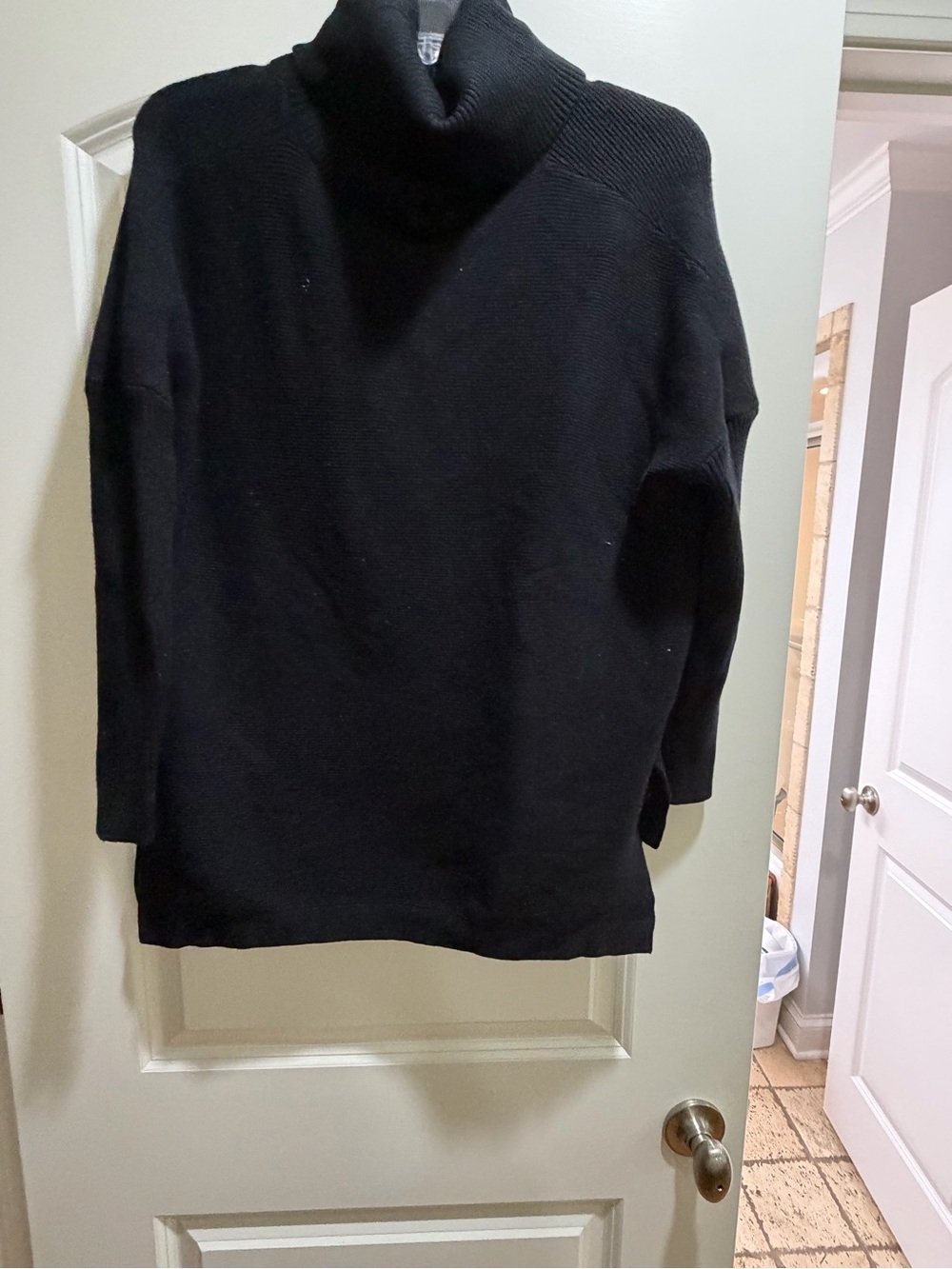 Women's Black Turtleneck Sweater Top - Cozy Knit Pullover